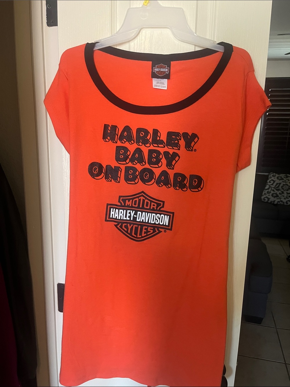 NWT - Maternity-Harley-Davidson Orange Tee with Black Trim and Logo